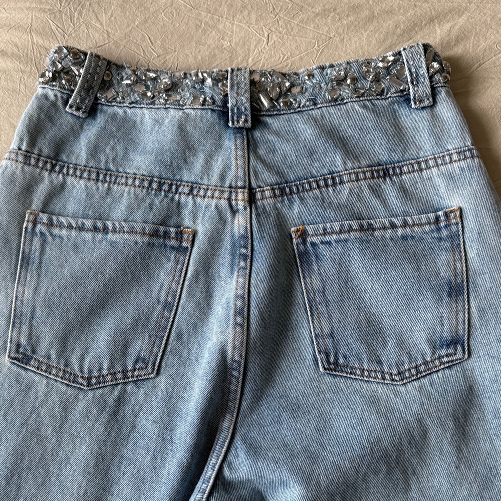 PatBO Light Blue Embellished Cropped Jeans - Picture 5 of 7